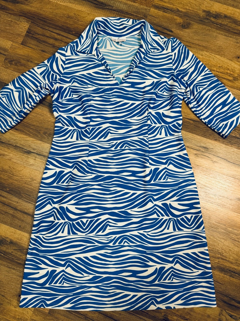 Jude Connally Michelle Dress Style 112 Blue White Zebra Jude Cloth Size Medium
